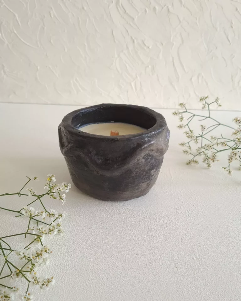 Bougie artisanale rechargeable - ECLIPSE ELEGANCE | Jasmin & poterie Sejnane