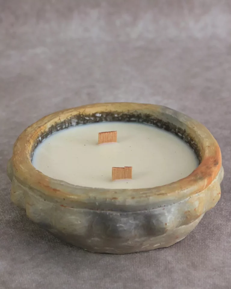 Bougie jasmin cire de soja - BEIGE BLOOM | Poterie de Sejnane naturelle