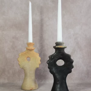 Détail 2, Porte-bougie céramique artisanal – SOLA | Poterie de Sejnane fait main Anaspika