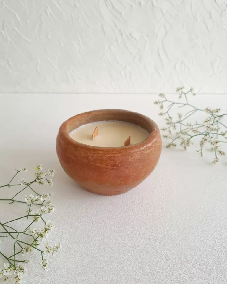 Bougie jasmin noir artisanale - TERRA TINT | Poterie de Sejnane minérale