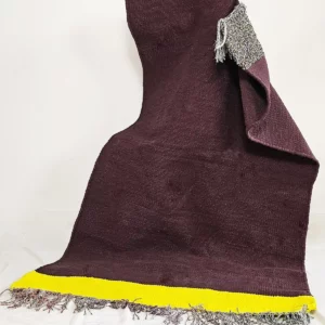 Détail 4, Tapis kilim coloré artisanal – MARJO | Coton recyclé marron & jaune Anaspika