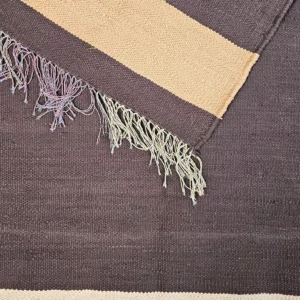 Détail 4, Kilim naturel coton recyclé – NUDA | Nude & marron tissé à la main Anaspika