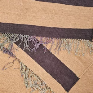 Détail 3, Kilim naturel coton recyclé – NUDA | Nude & marron tissé à la main Anaspika