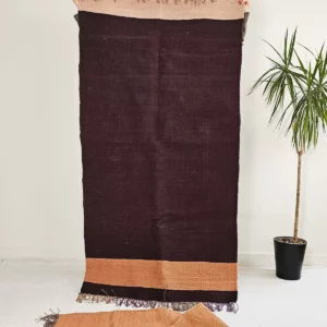 Détail 1, Kilim naturel coton recyclé – NUDA | Nude & marron tissé à la main Anaspika