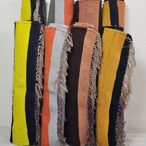 Détail 5, Kilim naturel coton recyclé – NUDA | Nude & marron tissé à la main Anaspika