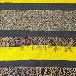 Détail 4, Kilim en coton recyclé fait main – BLUZE | Bleu & jaune artisanal Anaspika