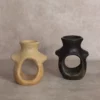 Brule parfum en terre cuite - fait main en céramique de Sejnane - couleur noir et beige