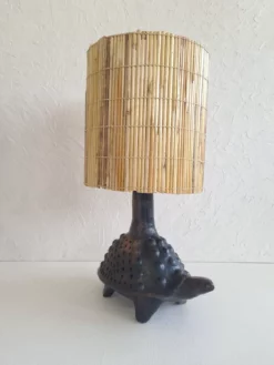 lampe tortue en terre cuite naturelle noire - lampe design