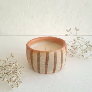 Détail 2, Bougie cire de soja artisanale – ZANIA | Poterie de Sejnane & jasmin Anaspika