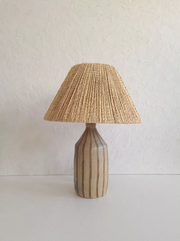 Lampe de chevet céramique artisanale - MIRA | Terre cuite & abat-jour naturel, poterie de Sejnane